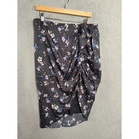 Veronica Beard NEW Womens Size 14 Hazel Skirt Silk Floral Printed Ruffle Drape